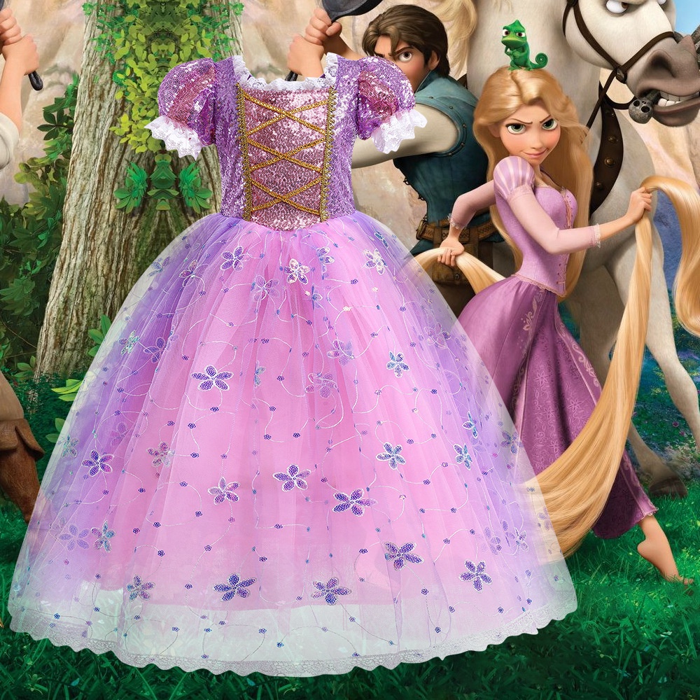 strapless open back dress Posh Peanut Toddler Girl's Disney Rapunzel Twirl Bodysuit Dress in Purple, 2 Toddler, Viscose from Bamboo main image 0