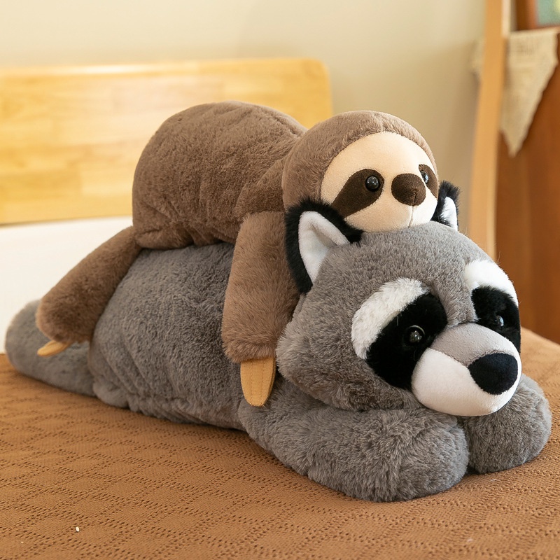 Super Soft Animal Doll Raccoon Plush Toy Sleeping Pillow Ragdoll Fox ...