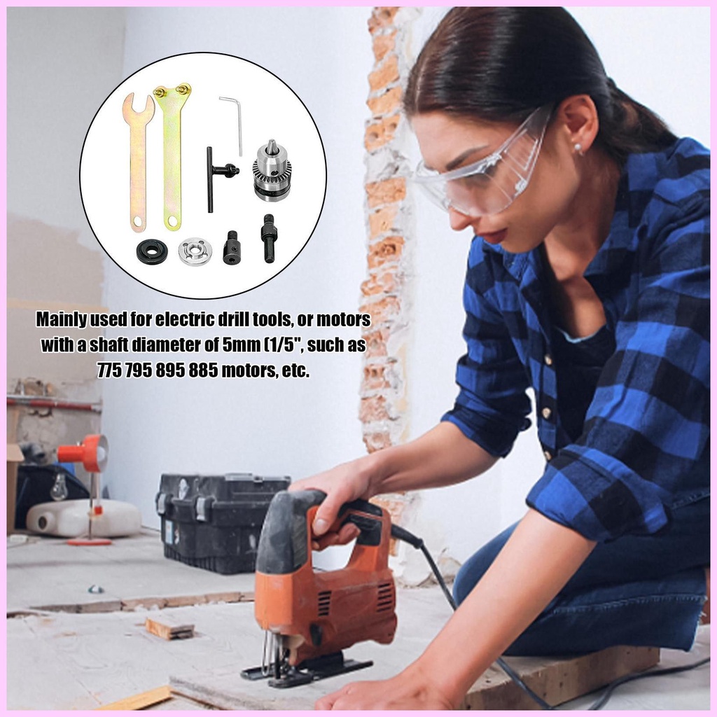 Angle Grinder Conversion Kit Drill Angle Grinder Adapter with Flange Nut Parts Set Drill Arbor