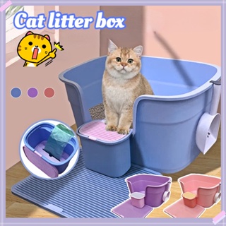 Cat Litter Box Open Top Pet Litter Tray Portable Bedpan Heighten
