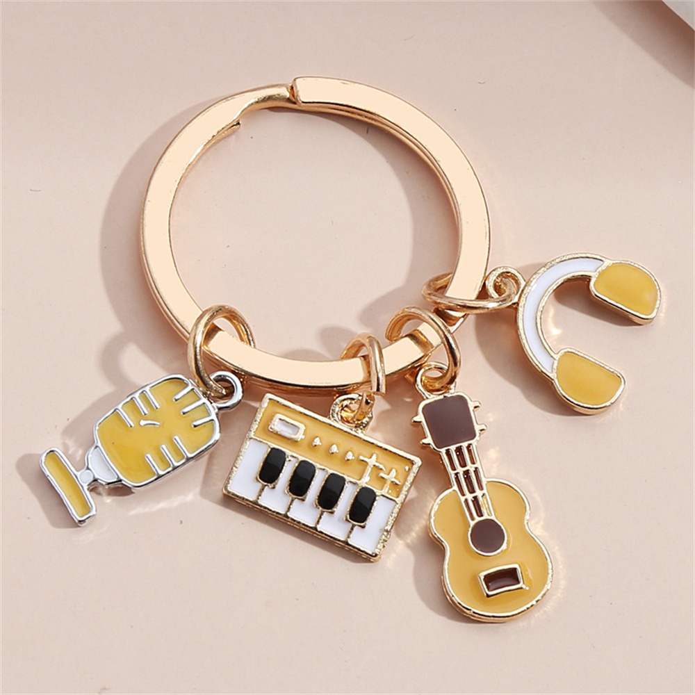 Exquisite Music Element Metal Keyrings Sweet Enamel Violin Musical Note ...