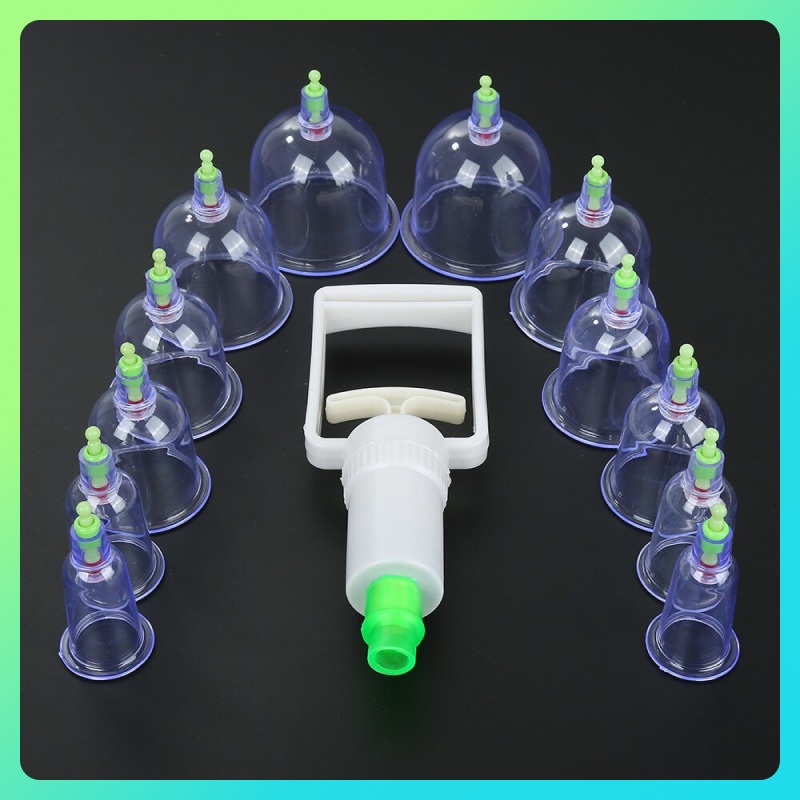 ♟12pcs Pull Out Vacuum Cupping Apparatus Cups Ventosa Cupping Therapi Set Body Massage Pump