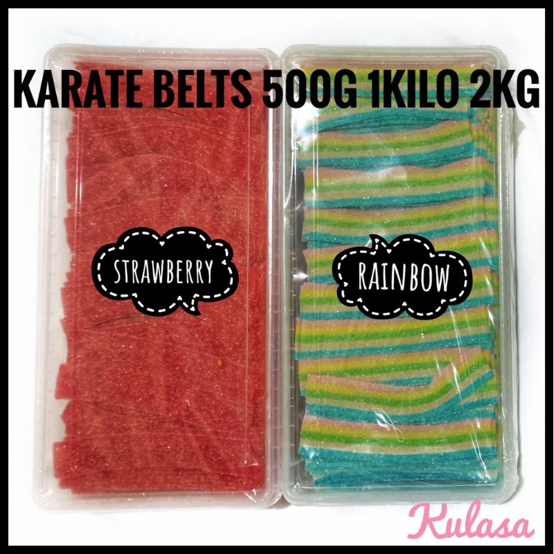 Karate Sour Belts Rainbow and Strawberry 500g 1 kilo 1.5 kilos Candy Sour Belt Shopee Philippines