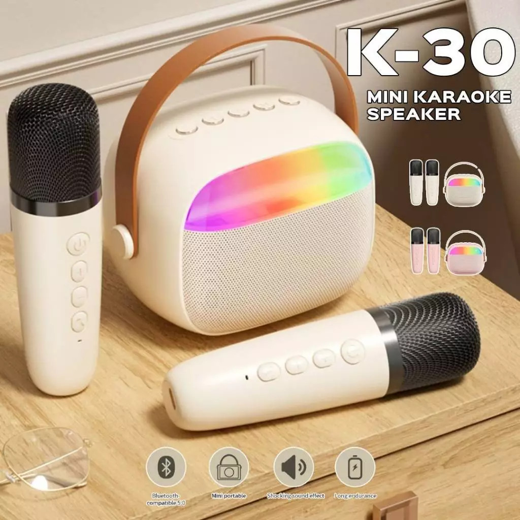 K30 Portable Wireless Bluetooth Karaoke Speaker with RGB Lights and ...