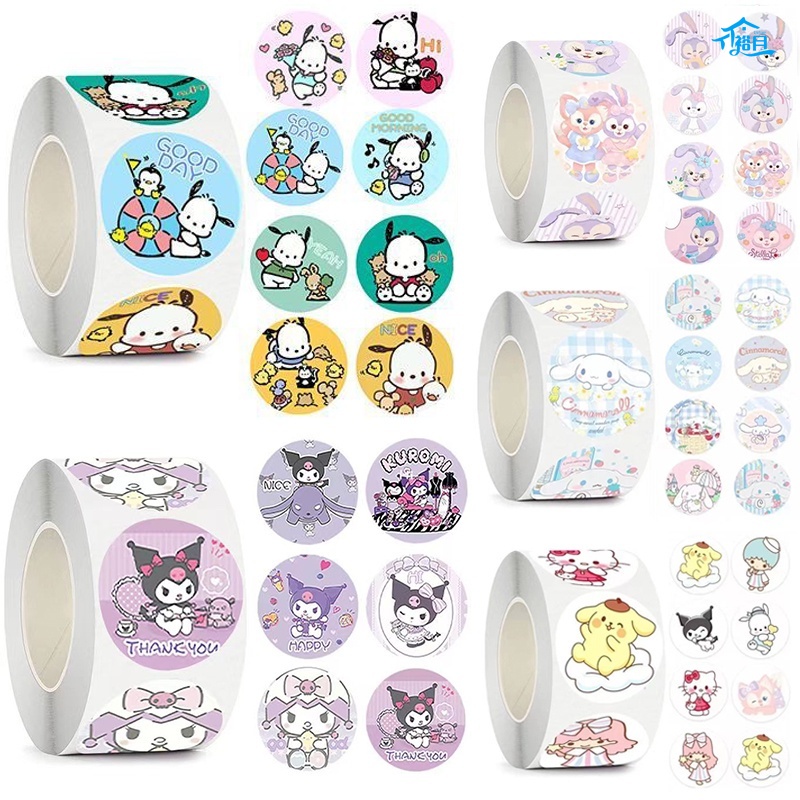 500Pcs/Roll Sanrio Stickers Cartoon Kuromi Melody Pochacco Anime ...