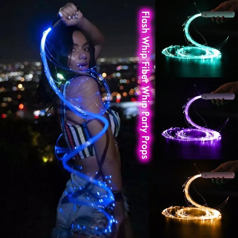 LED Fiber Optic Whip 360° Swivel Super Bright Light Up Rave Toy EDM ...