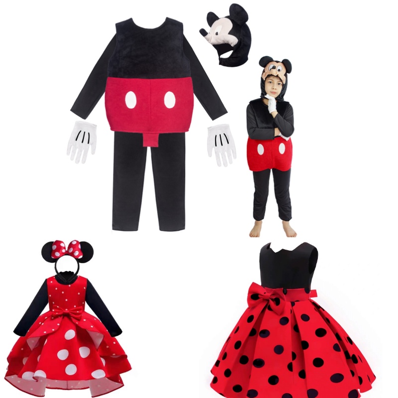 Male Female Mickey Mouse COS Disney Cartoon Character Play Minnie Dress