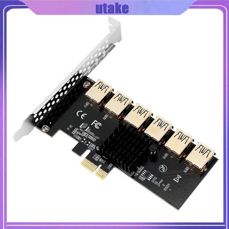 Utake PCI-E X1 1 to 6 USB 3 0 Expansion Card for X4 X8 X16 Graphics ...