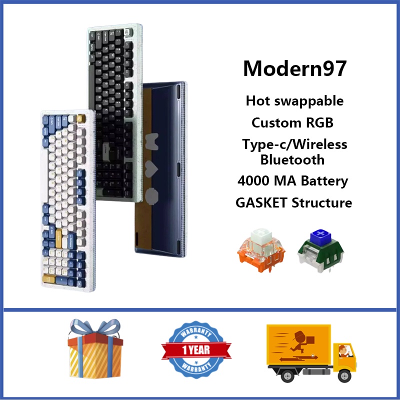 MelGeek Modern97 Wireless Mechanical Keyboard GASKET Structure RGB Hot ...