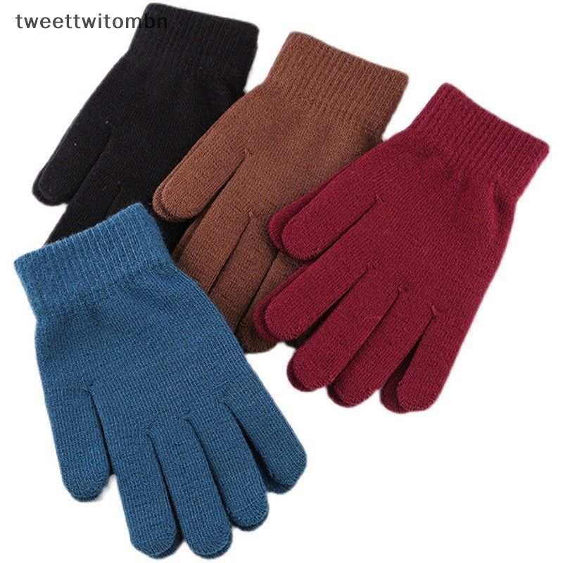 tweettwitombn New Winter Men Women Cashmere Knitted Gloves Autumn Hand Warmer Thicken Lining Full Fingered Mittens Skiing Short Wrist Gloves PH Shopee Philippines