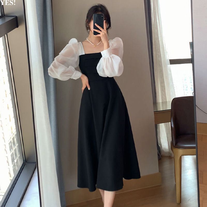 French style long-sleeved shirt dress A148 main image 1