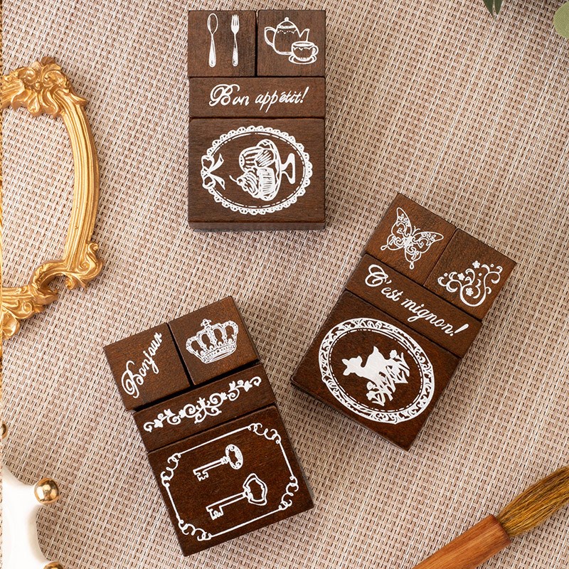 4 Pcs Set Journal Stamps Decorative Rubber Stamp Set Calendar Planner