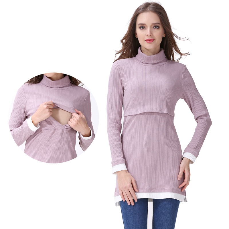 Chic and Practical Maternity Wear TwoPiece Breastfeeding Top for(02)