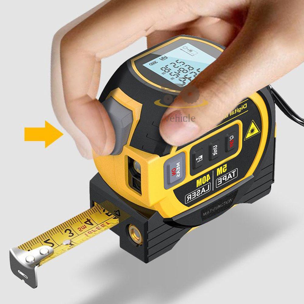 [super sale]3in1 Laser Rangefinder 5m Tape Measure Ruler LCD Display ...