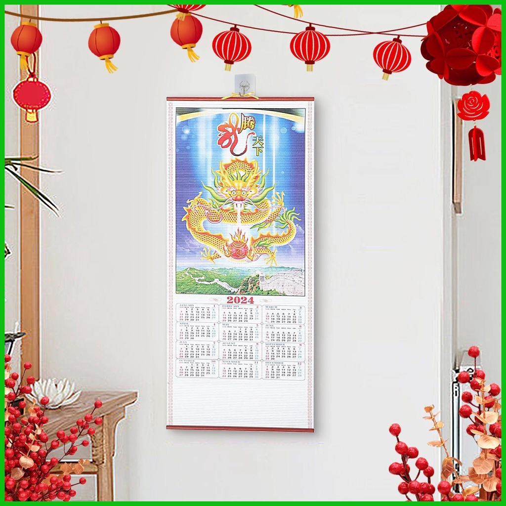 Chinese Wall Scroll Calendar 2025 Zodiac Animals Monthly Calendar