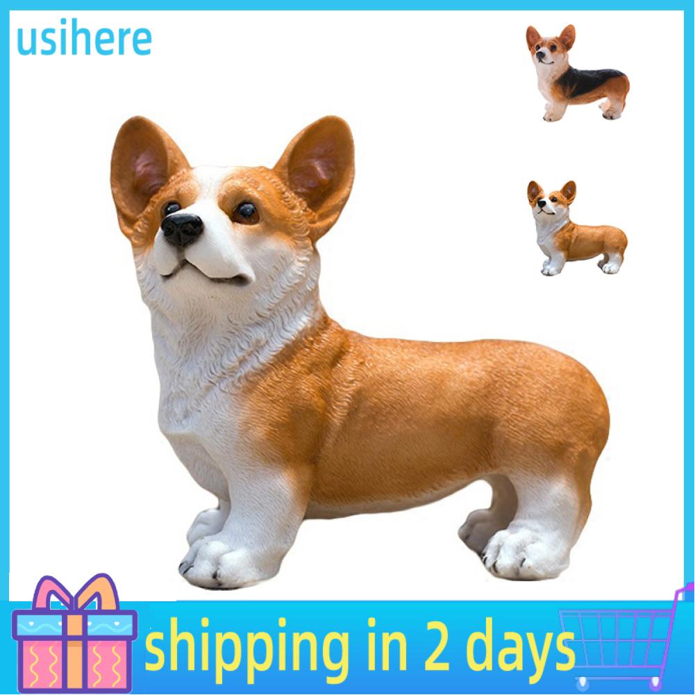 Usihere Dog Statue Vivid Cute Style Small Compact Resin Material