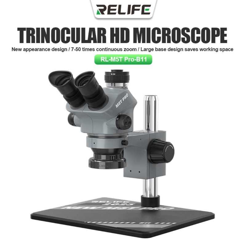 RELIFE RL-M5T Pro-B11 Trinocular HD Microscope 7-50 Time Zoom Phone ...
