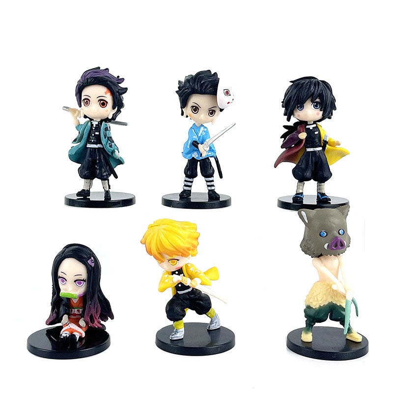 6PCS Demon Slayer Tanjiro Nezuko Zenitsu Inosuke Rengoku Giyu Shinobu ...