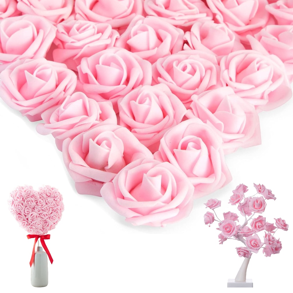 100pcs Artificial Rose Flower Heads 7cm,Stemless Fake Foam Roses for ...