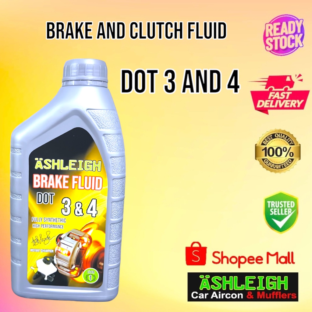 Ashleigh 1Liter Brake Clutch Fluid Dot 3 and 4 Fully Synthetic high