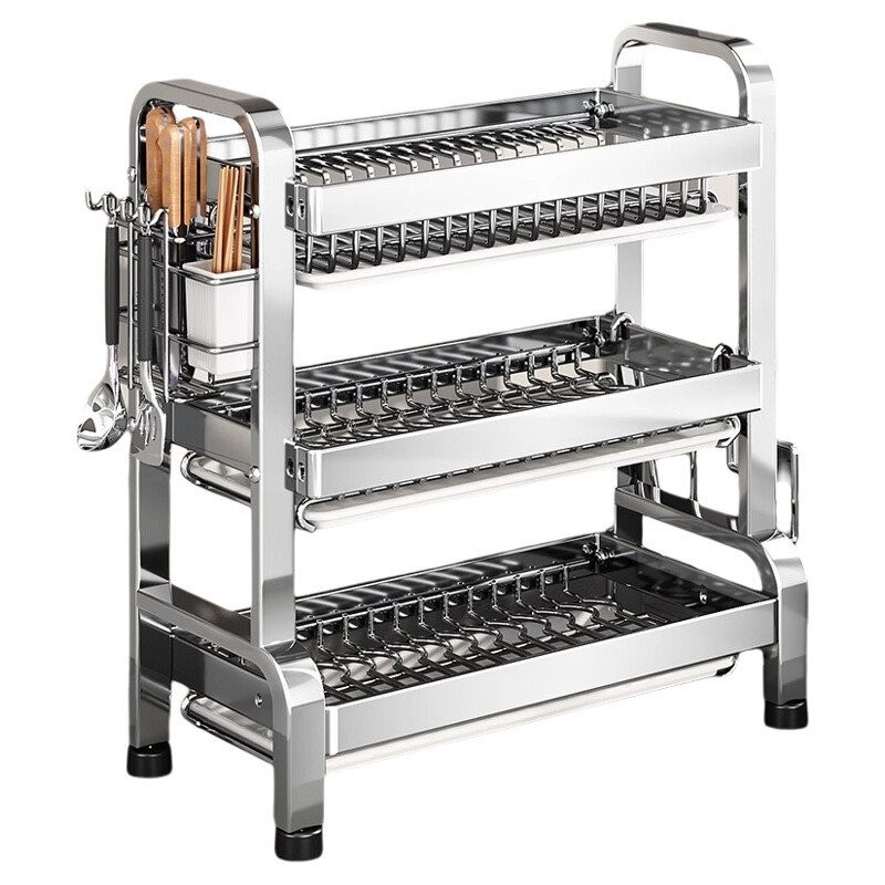 304Stainless Steel Bowl and Dish Storage Rack Kitchen Organizer Multi ...