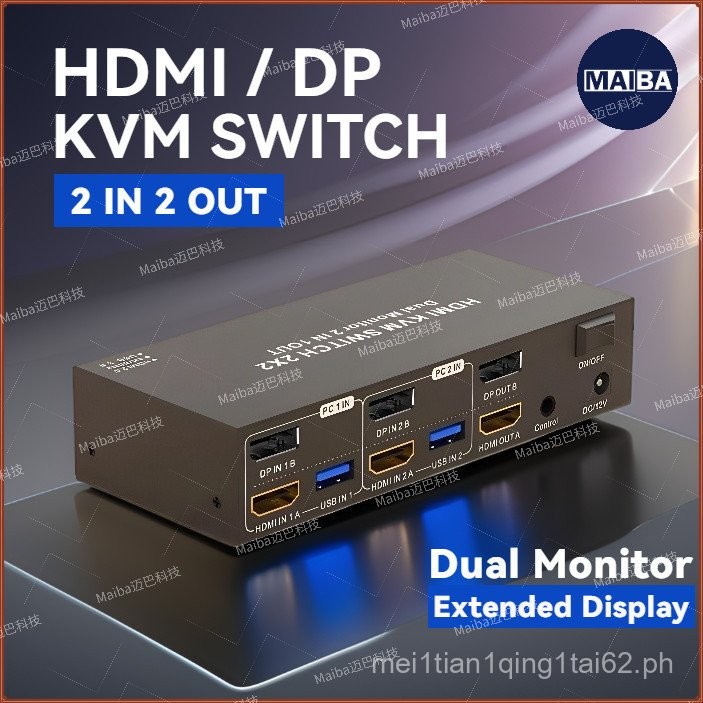 Dual Monitor HDMI KVM Switch 2x2 4K 60Hz HDMI Displayport USB KVM ...