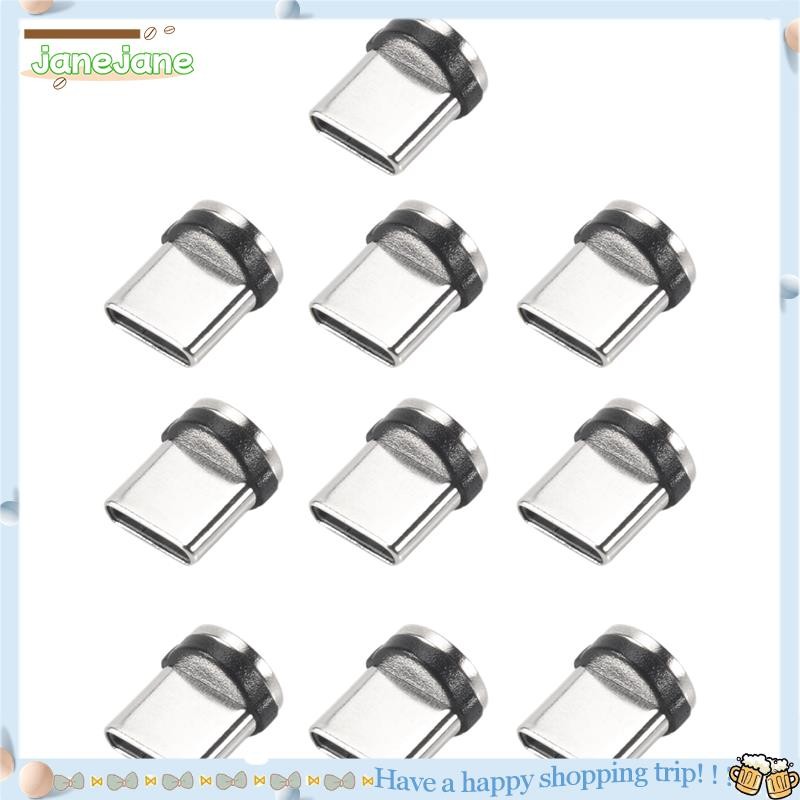 【janejane】10PC/SET Round Magnetic Cable Plug 8 Pin Type-C Plugs Fast ...