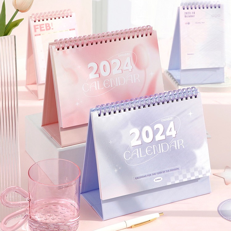 2024 Desktop Calendar Portable Schedule Table Planner DIY Sticker Daily