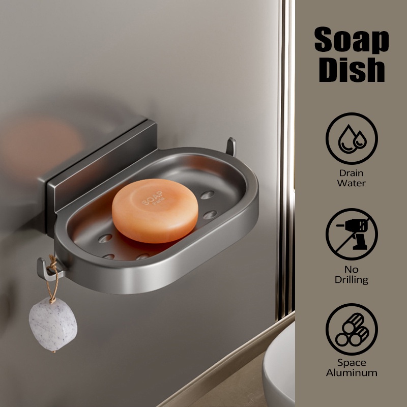 Aluminum Alloy Soap Holder Bathroom Soap Dish With Drain Water Wall ...