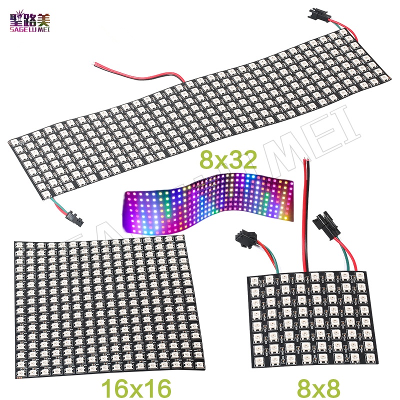 Dc5v Ws2812b Rgb Led Pixel Panel Light 8x8 16x16 8x32 Digital Flexible Screen Individually 9149