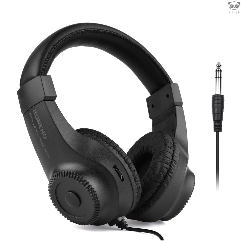 Sleek Black Wired Stereo Monitor Headphones Over-ear Headset for Music ...