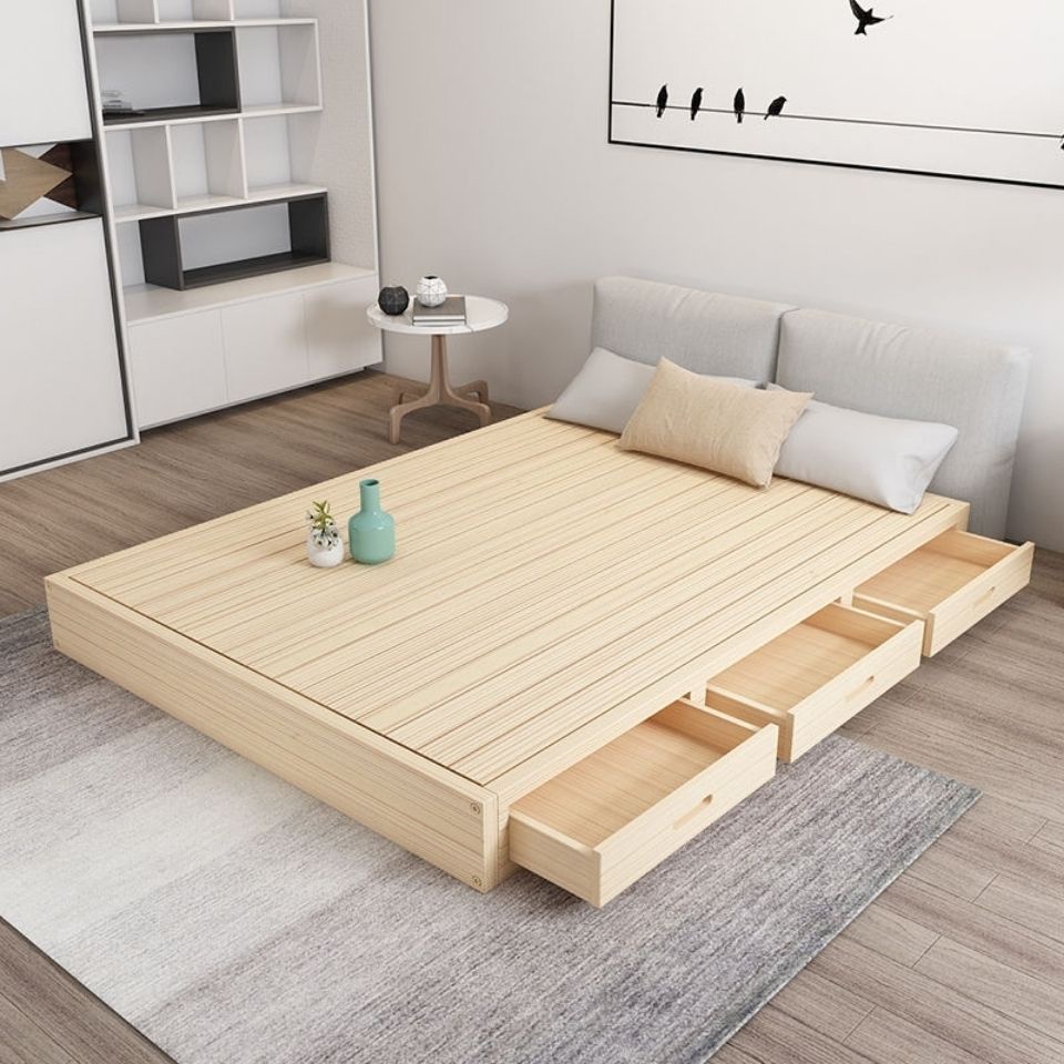 Solid wood hardboard double bed row skeleton frame floor bunk bed