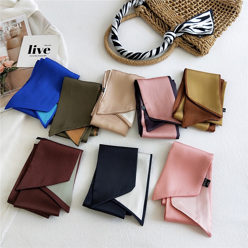 Two-Color Dual-Use DIY Bag Handle Small Ribbon Hair Scarf Tie Band Silk ...