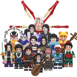 8pcs/set Demon Slayer Anime Figures Minifigure Assembled Mini Building  Block Toys Gifts