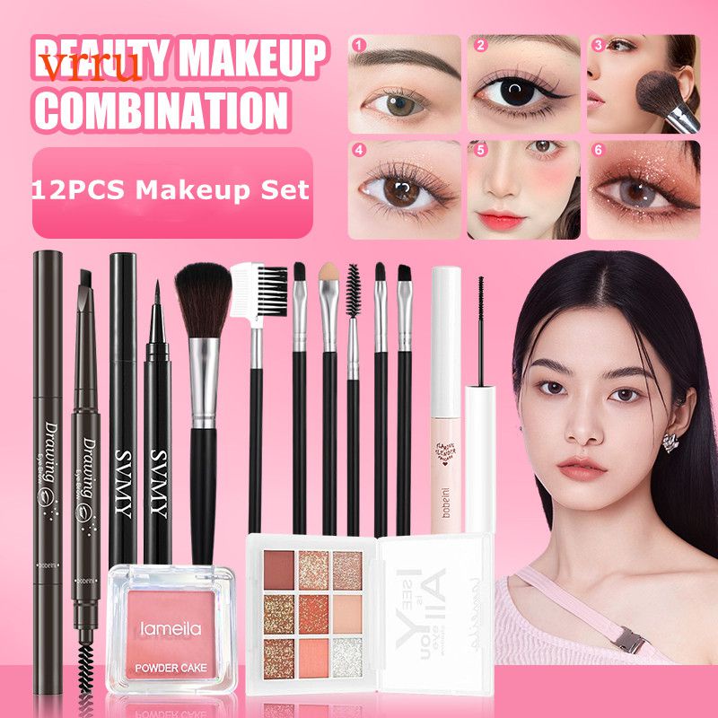 Women Cosmestic Eye Shadow Palette Kit 28 Colors Eye Shadow Palette Makeup 10Pcs Eyeshadow Brush Bag main image 1