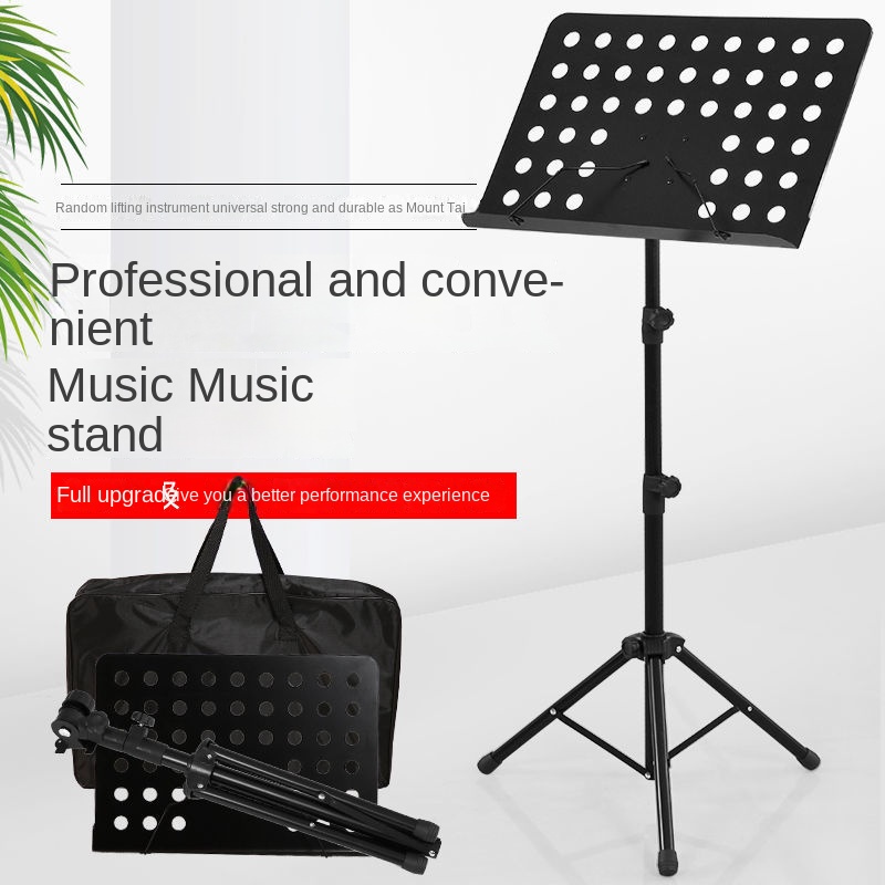 Acoustic Guitar Stand Music Stand For Sheet Music-Bamboo Black Folding ...