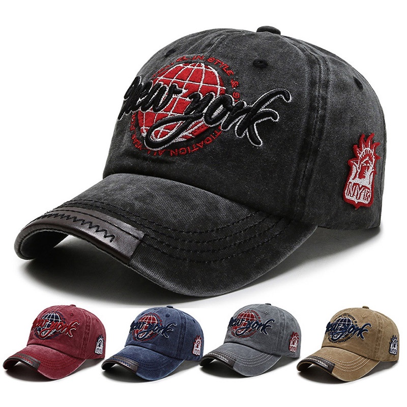 Men's and Women's Baseball Caps Washed Cloth Distressed Letters ...