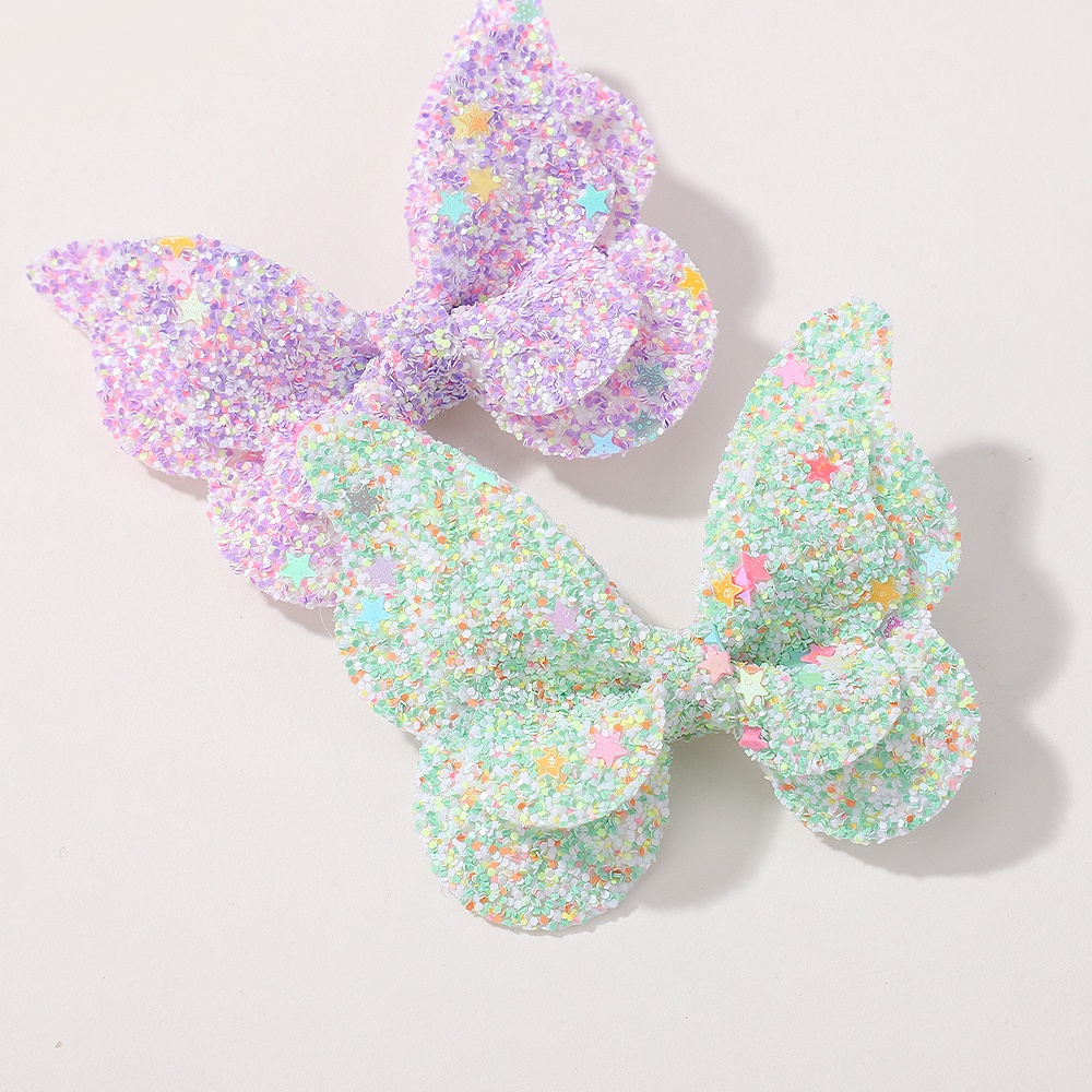 Babyhug Bow & Butterfly Clips with Sequins Pack of 10 - Yellow Pink and Lilac