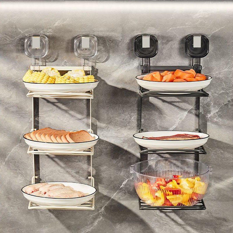 Suction Cup No Drilling Side Dish Rack Plate Rack Multi-layer Kitchen ...