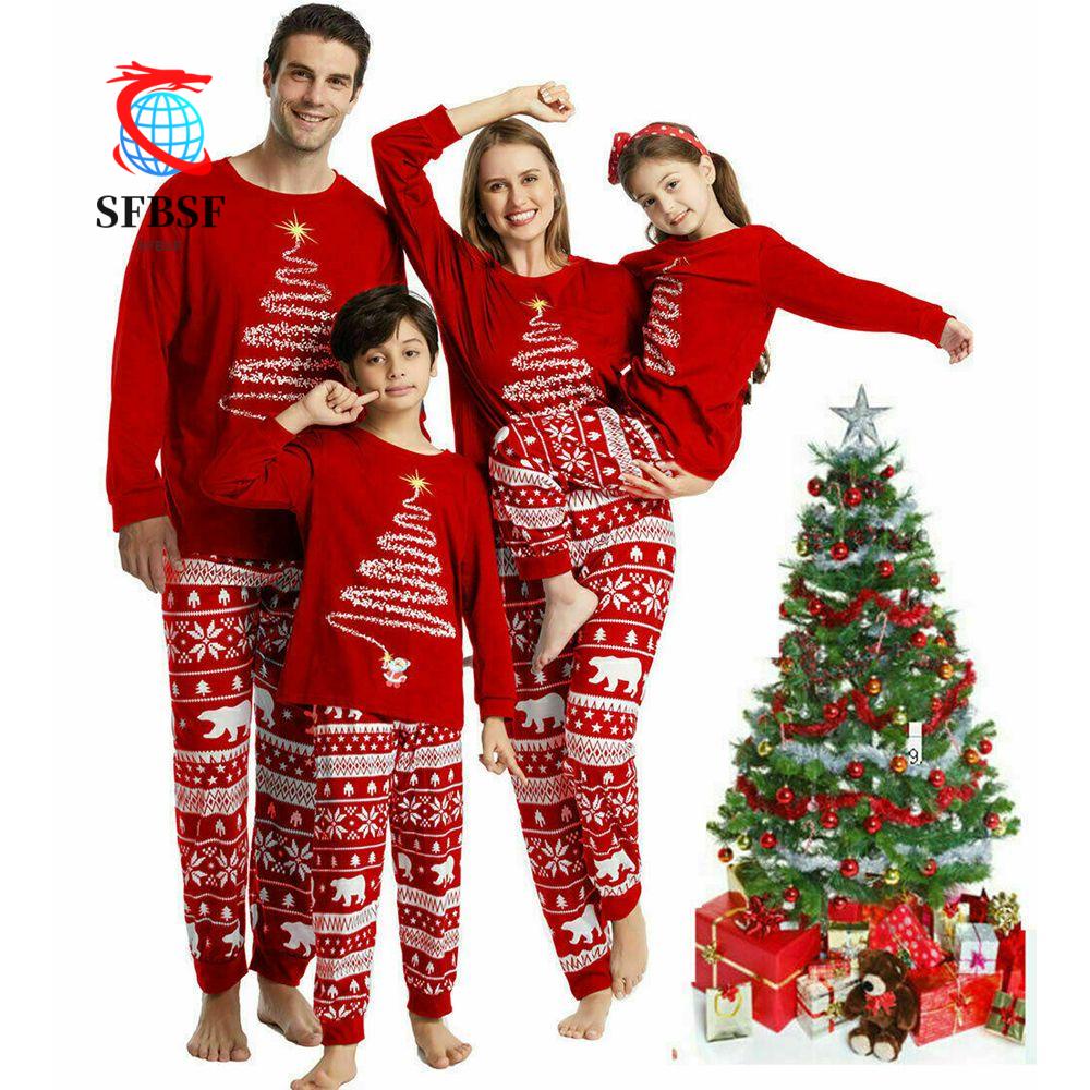 2022 Xmas Family Pajamas Sets Santa Claus Printed Mother Dad Kids