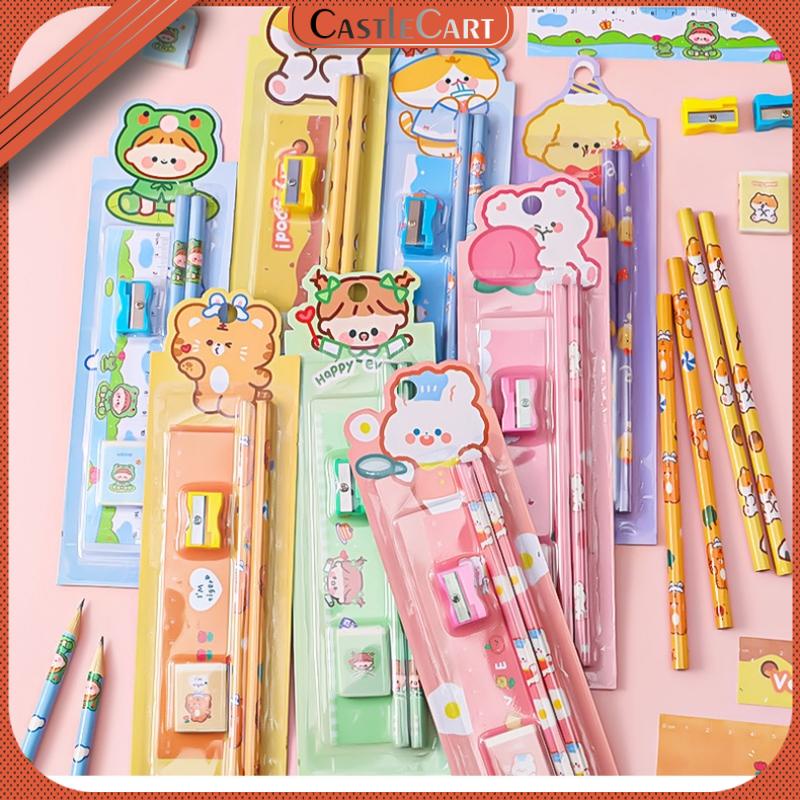 Christmas Stationery 5in1 Set Primary School Pencil Ruler Set Children ...