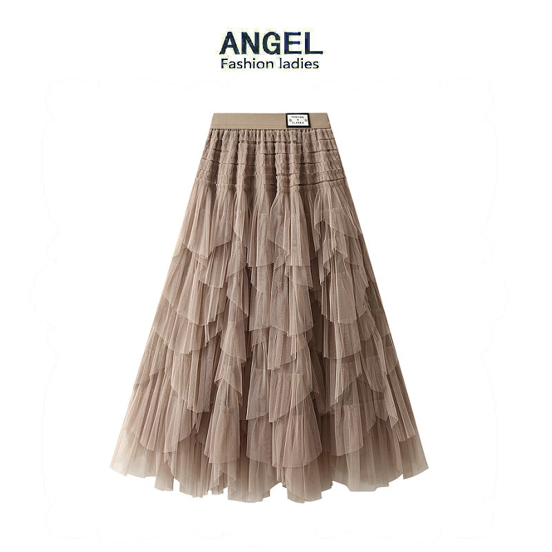 Irregular cake skirt high waist mesh skirt