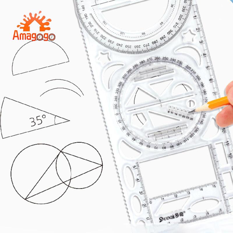 Amagogo Geometric Drawing Template Multifunctional Geometric Ruler