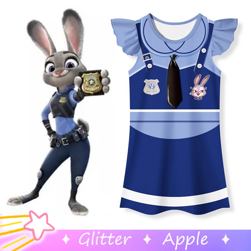 2024 Judy Hopps Women Blue Dress Party Carnival Halloween Cosplay Costume Original Design