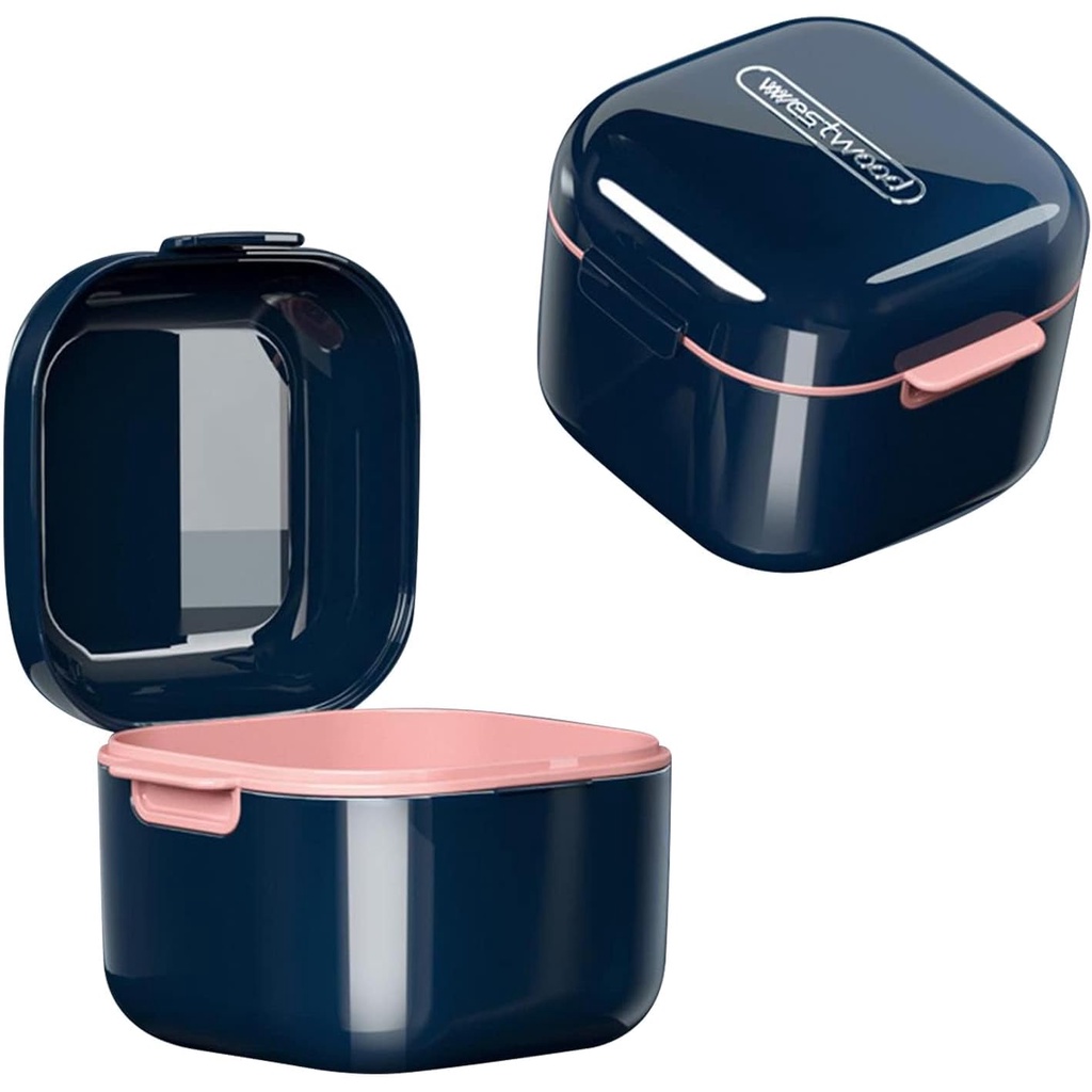 Denture Box with Strainer, Portable False Teeth Container, Hygienic