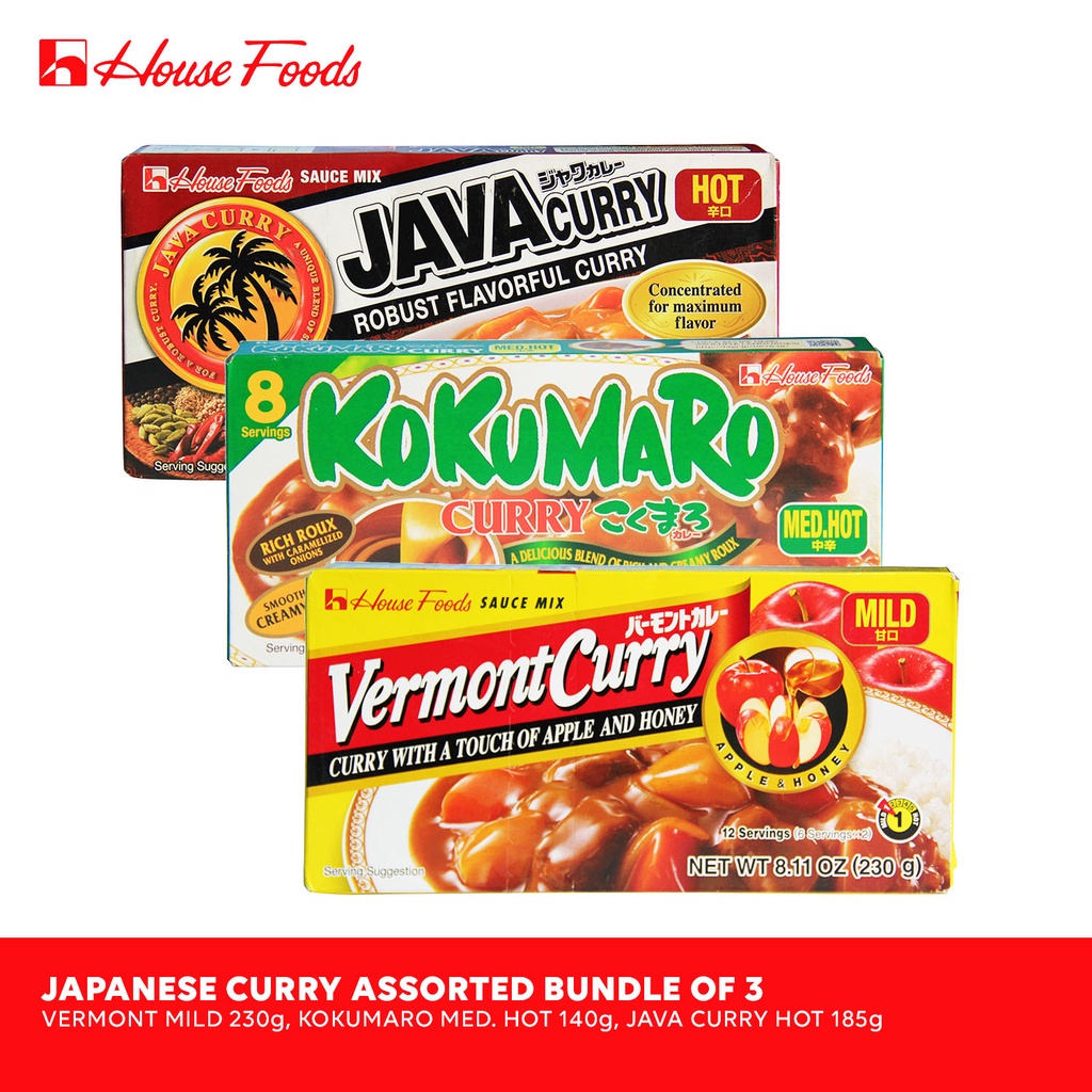 House Foods Japanese Curry Assorted Bundle (Vermont Mild, Kokumaro Med ...