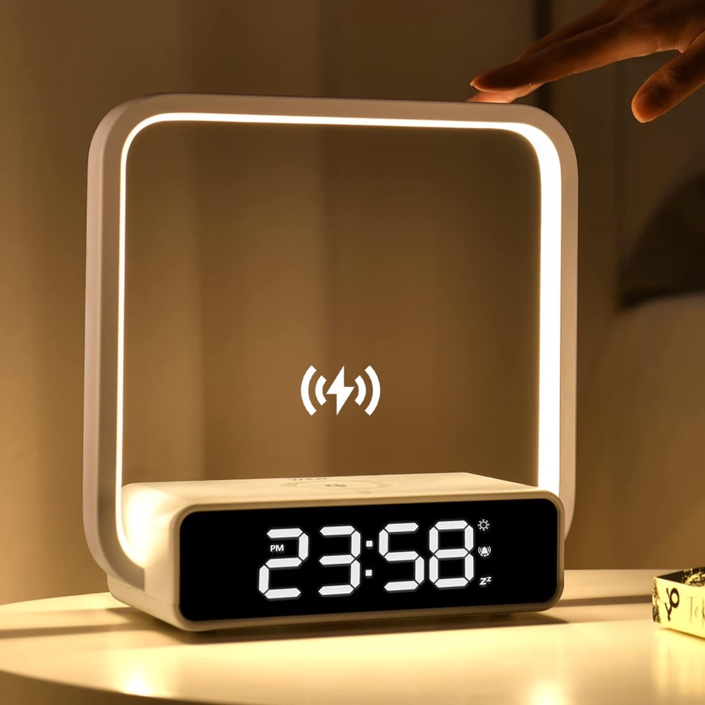 Alarm Clock Lamp with Wireless Charger & RGB Desk Lamp & Color Changing ...