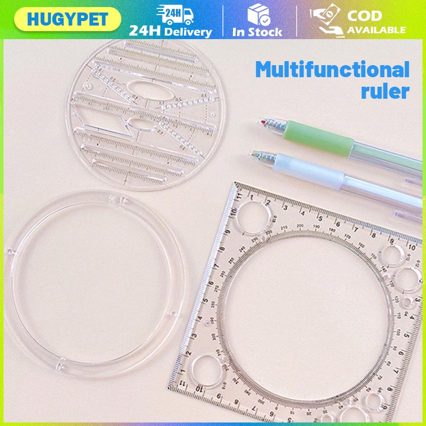 Geometric Drawing Ruler Set Rotatable Math Circle Ellipse Template Exam 