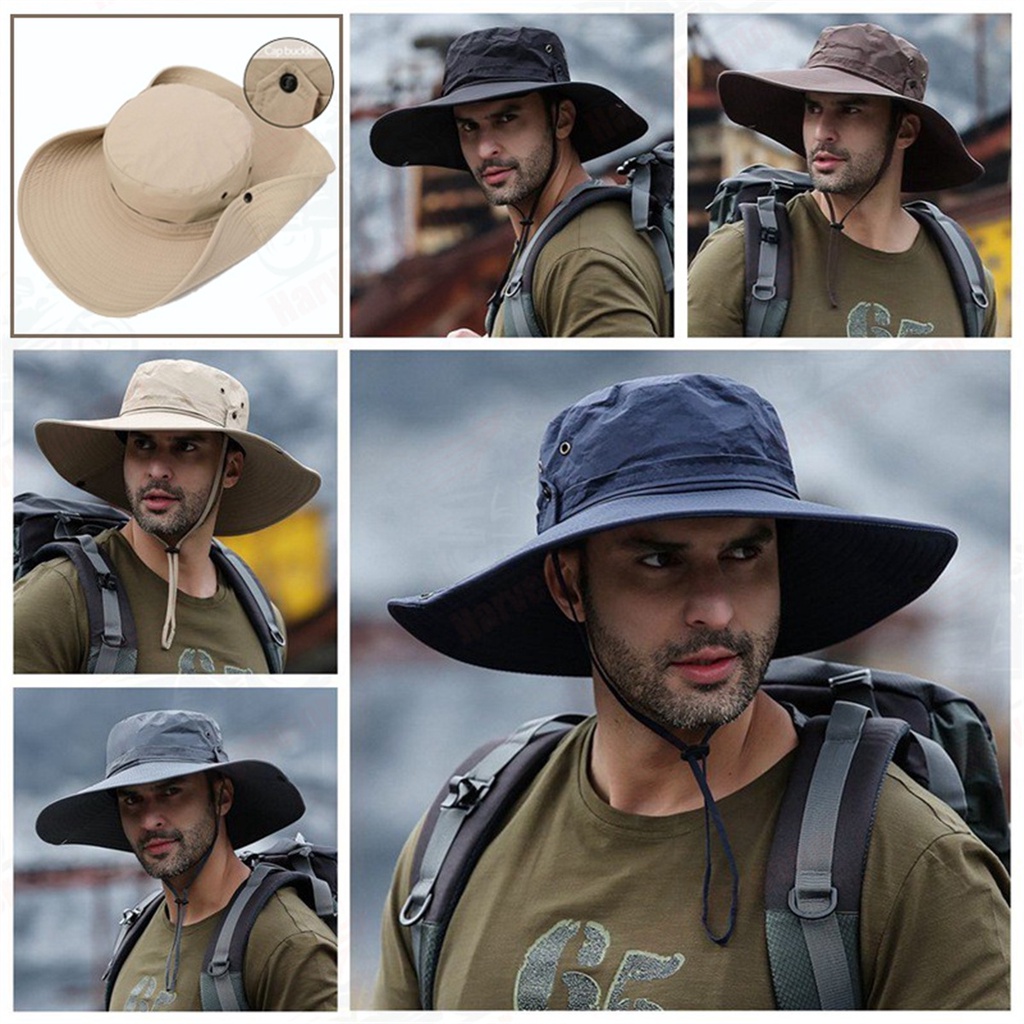 Outdoor Men Fishing Panama Hats Sun Protection Letter Embroidery
