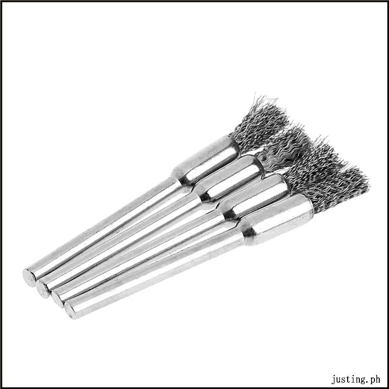 Justing 4Pcs 5mm Steel Wire Brushes Polishing Wheel Brush for Tools